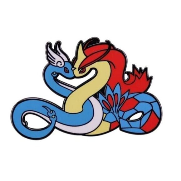 Hearts of Serenity: Pokémon Dragonair and Milotic Enamel Pin - Picture 2 of 4